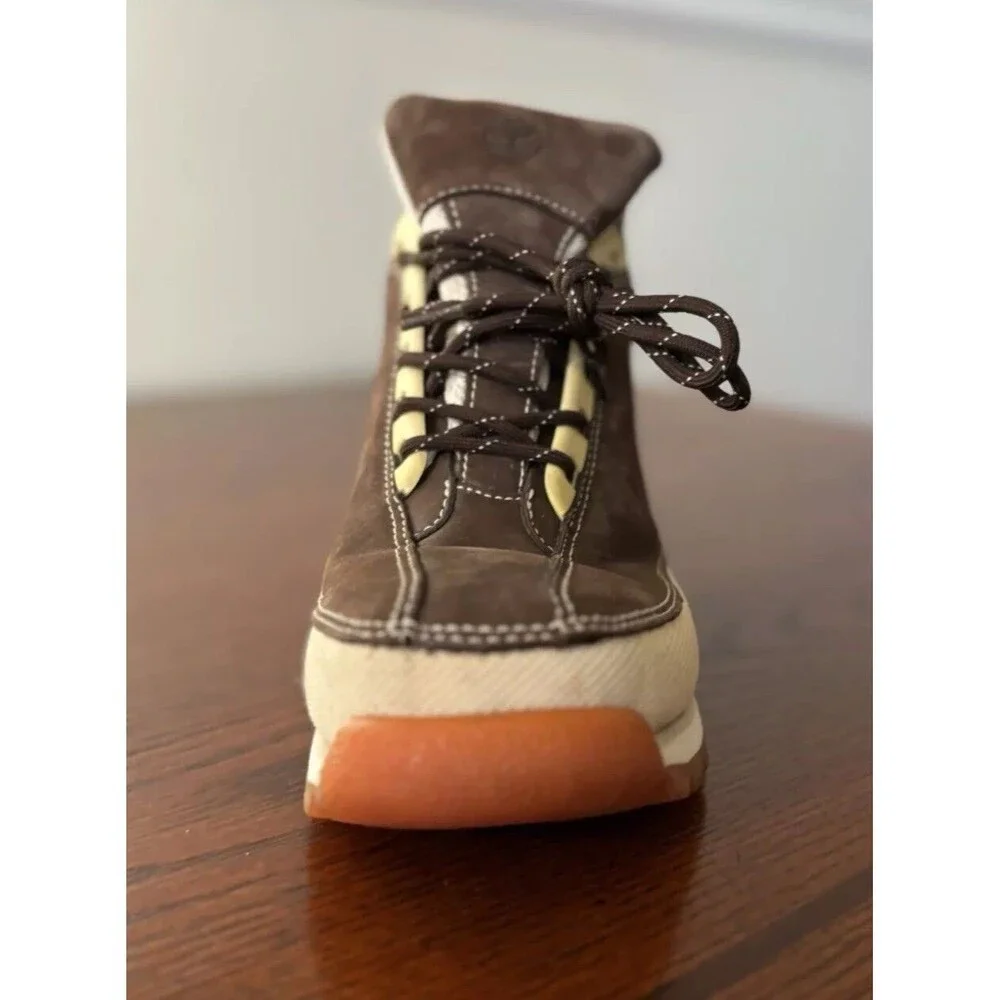 Timberland Euro Dub Boots Size 4M Brown Cream Nubuck Leather Shoes